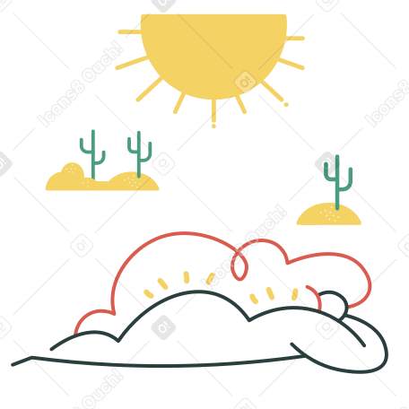 Woman sunbathing in a desert PNG, SVG