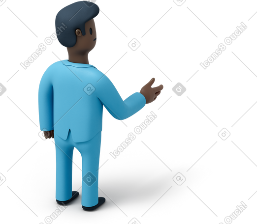 3D 站立的黑人商人伸出手的背影 PNG, SVG