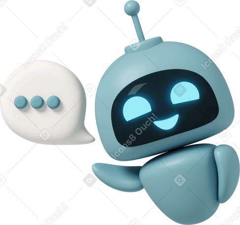 3D chatgpt robot with speech bubble в PNG, SVG