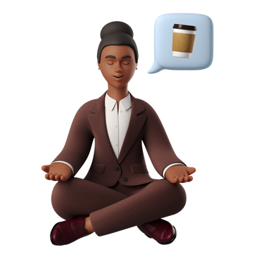 Businesswoman in a coffee meditation PNG, SVG
