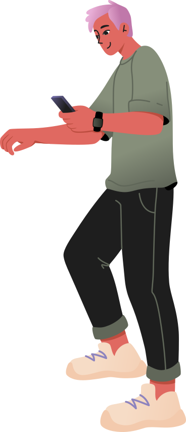 young man with mobile phone PNG, SVG