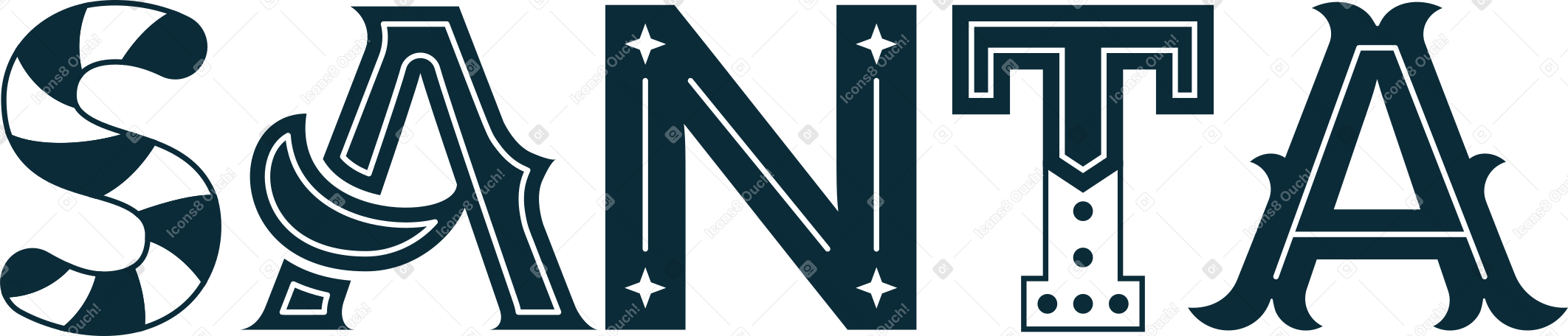 Надпись санта в PNG, SVG