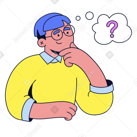 Young man thinking about the question PNG, SVG
