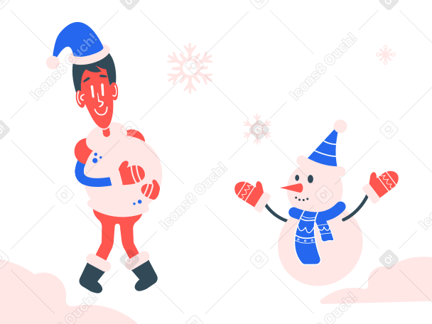 Making a snowman Illustration in PNG, SVG