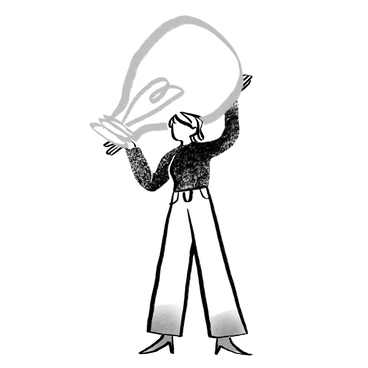 Black and white woman holding a lightbulb PNG, SVG