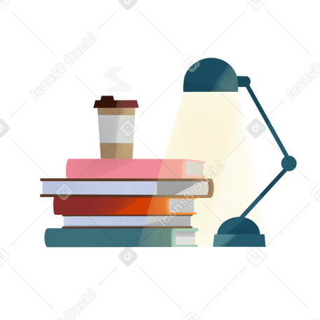 Pila de libros y café PNG, SVG