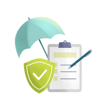 Health insurance agreement with a shield and umbrella PNG, SVG