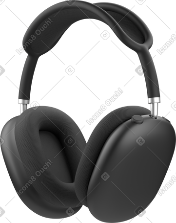 3D black headphones side view PNG, SVG