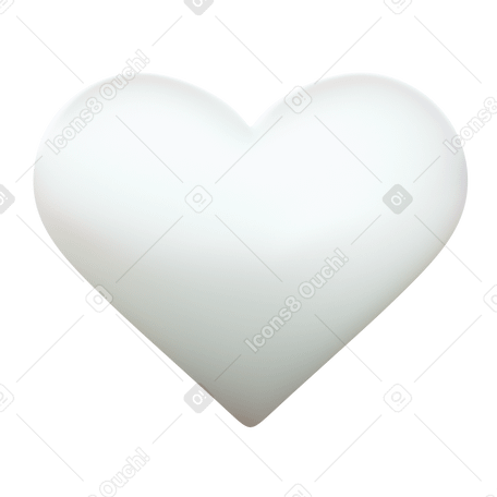 3D white heart  PNG、SVG