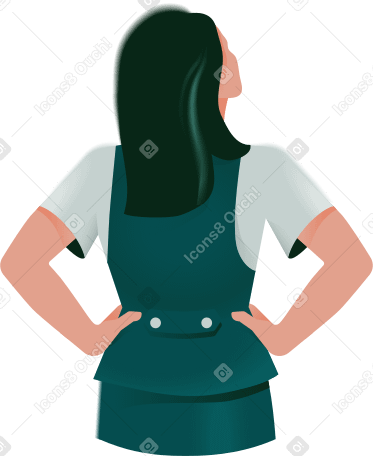 腰に手を当てる女性の背面図 PNG、SVG