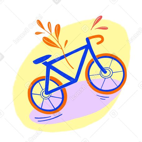 带橙色轮子的蓝色自行车，适合环保生活方式 PNG, SVG