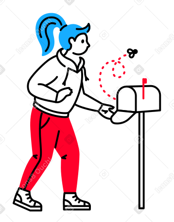 Girl checking an empty mailbox Illustration in PNG, SVG