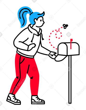 Ragazza che controlla una cassetta postale vuota PNG, SVG