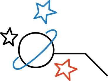 diagram with planet and stars PNG, SVG