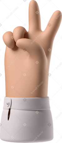 3D Tanned skin hand showing v sign Illustration in PNG, SVG
