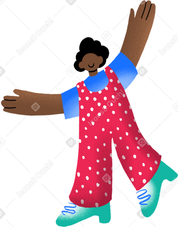 woman in overalls with her hands up high в PNG, SVG