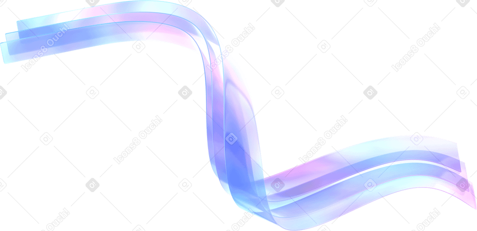 3D 闪闪发光的飘逸玻璃丝带 PNG, SVG