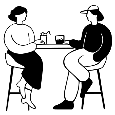 Mann und frau sitzen im café und reden PNG, SVG