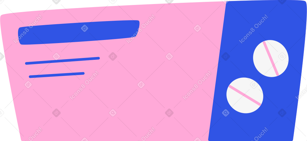 pink paper box with pills Illustration in PNG, SVG