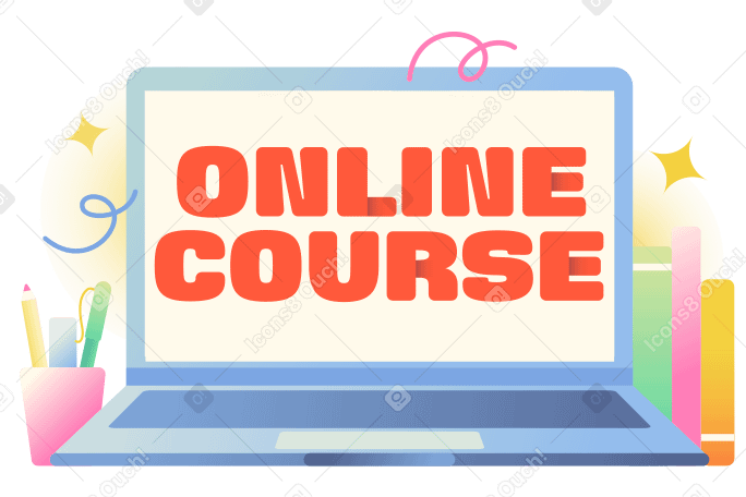 Lettering Online Course on laptop with books and pencils text PNG, SVG