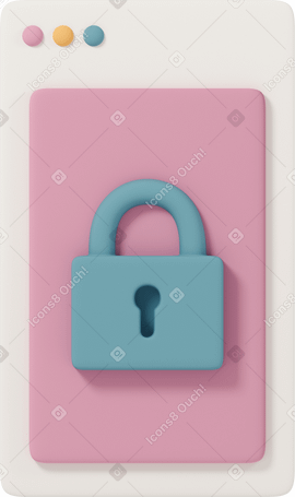 3D Browser tab and lock as security PNG, SVG