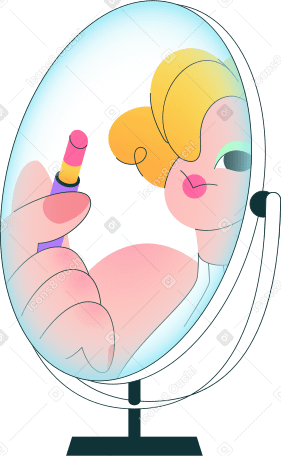 mirror with reflection of a woman Illustration in PNG, SVG
