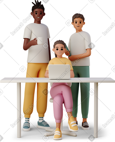 Collegues working at the desk PNG, SVG