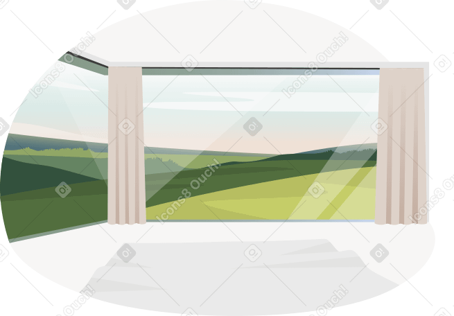 bright room with a panoramic view of the fields PNG, SVG