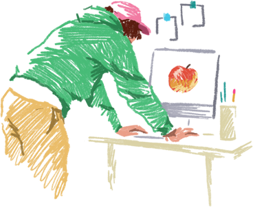 Young man working on laptop PNG, SVG