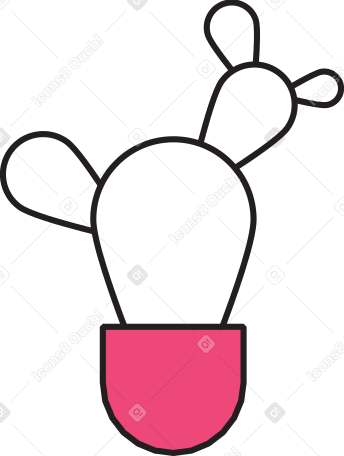 cactus in pink vase Illustration in PNG, SVG
