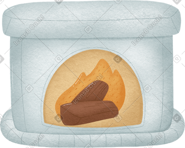 White fireplace with wood in which the fire PNG, SVG