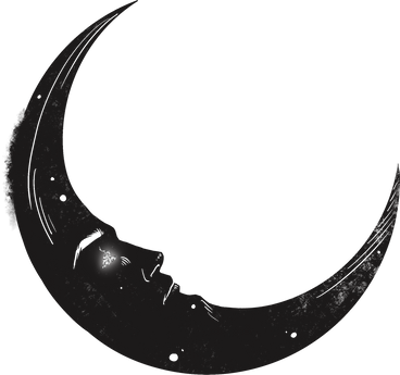 Crescent with a face PNG, SVG
