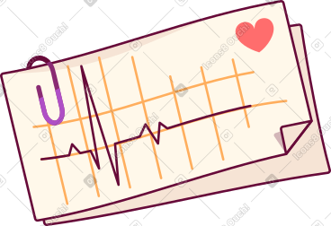 Cardiogram on paper with paper clip PNG, SVG