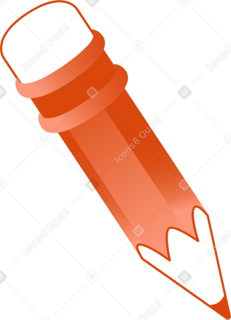 Оранжевый карандаш с белой резинкой в PNG, SVG