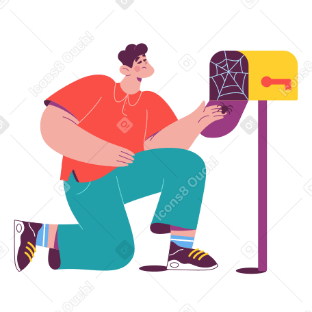 Illustration Homme vérifiant la boîte aux lettres aux formats PNG, SVG