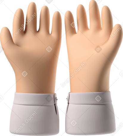 3D White skin cupped hands PNG, SVG