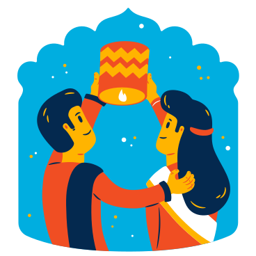 Indian couple release sky lantern PNG, SVG