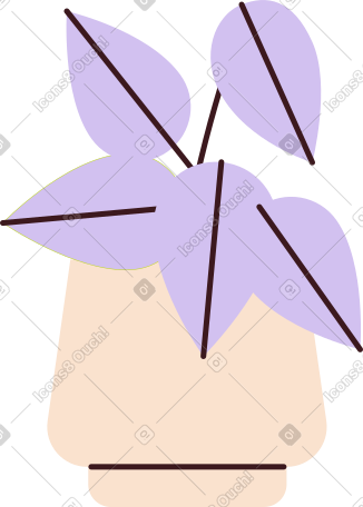 带叶的花在锅里 PNG, SVG