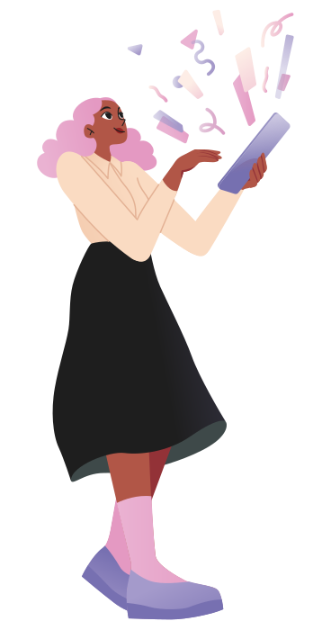 Young woman with tablet PNG, SVG