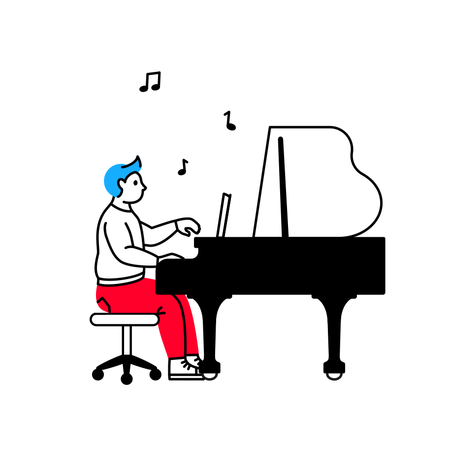 The pianist Illustration in PNG, SVG