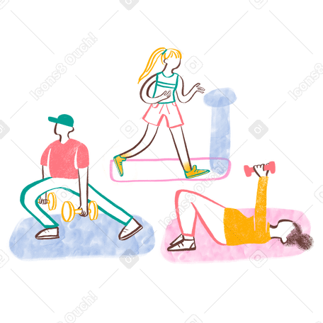 People working out in a gym PNG, SVG