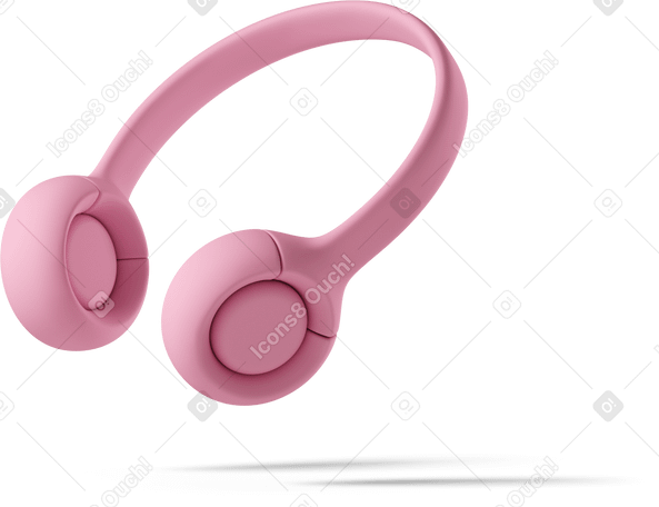 3D pink headphones floating Illustration in PNG, SVG