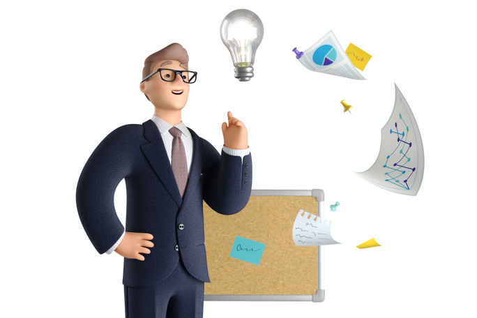 3D Businessman generated a new great idea Illustration in PNG, SVG