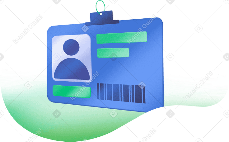 Синее удостоверение личности на зеленом фоне в PNG, SVG