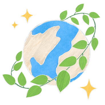 Globe surrounded by a green branch with leaves as a symbol of care for the planet PNG, SVG