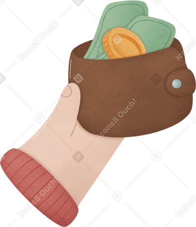 hand with a wallet of money PNG, SVG