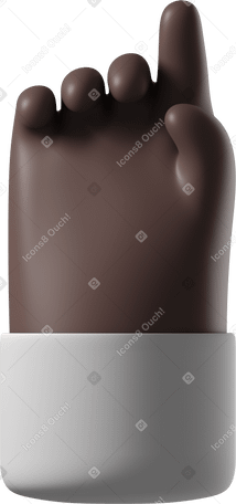 3D Рука с черной кожей в белой рубашке, указывающая вверх в PNG, SVG