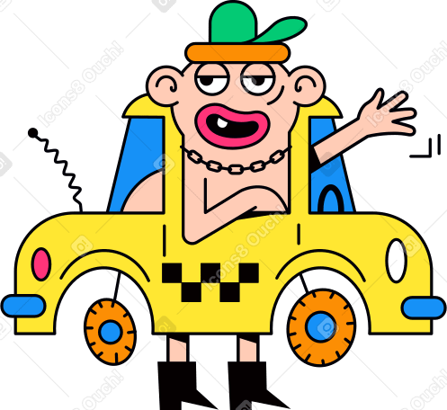 taxi driver in the car Illustration in PNG, SVG