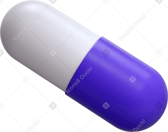 3D white purple capsule Illustration in PNG, SVG
