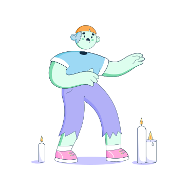 Zombie walks among the candles PNG, SVG